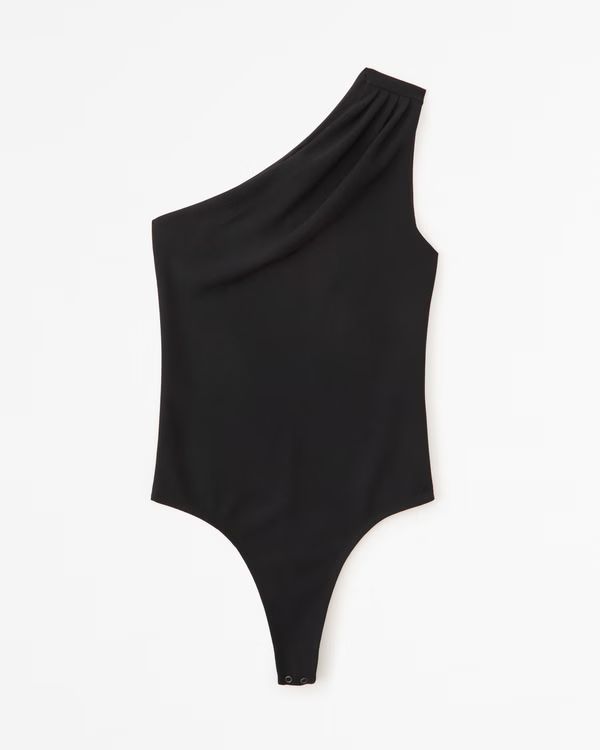 Crepe Asymmetrical One-Shoulder Bodysuit | Abercrombie & Fitch (US)