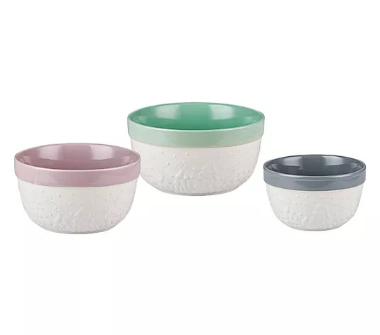 Temp-tations Seasonal Set of (3) Ceramic Nesting Bowls - QVC.com | QVC