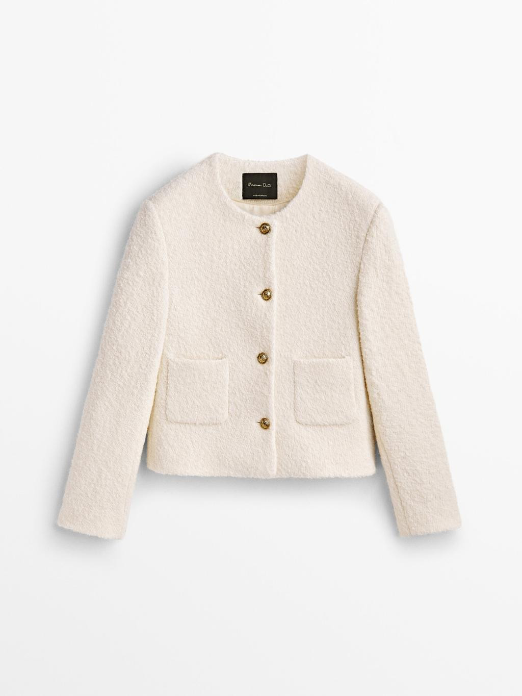 Cropped jacket with golden buttons | Massimo Dutti US