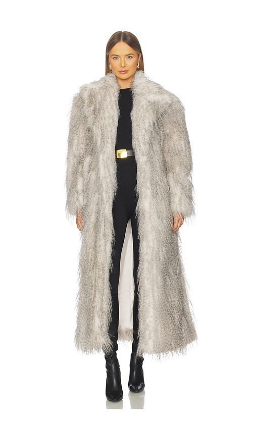 AKNVAS x REVOLVE Duke Faux Fur Coat in White & Grey. Size all. | Revolve Clothing (Global)