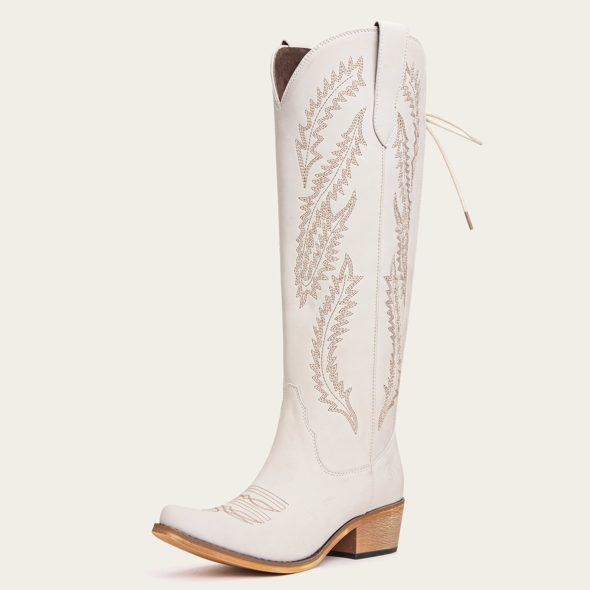 The Cattle – Ivory Tall Western Boots with Tonal Embroidery - Ivory / US 6.5 | REDTOP