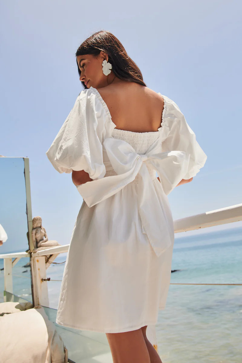 Marion Oversized Puff Sleeve Babydoll Mini Dress | Sugarlips