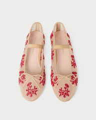 Leonie Caramel/Red Embroidered Ballet Flat | Loeffler Randall