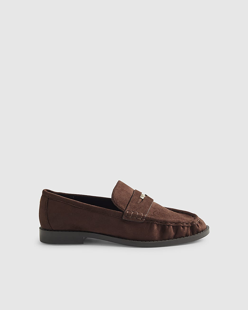Brown Faux Suede Ruched Loafers | River Island UK & IE