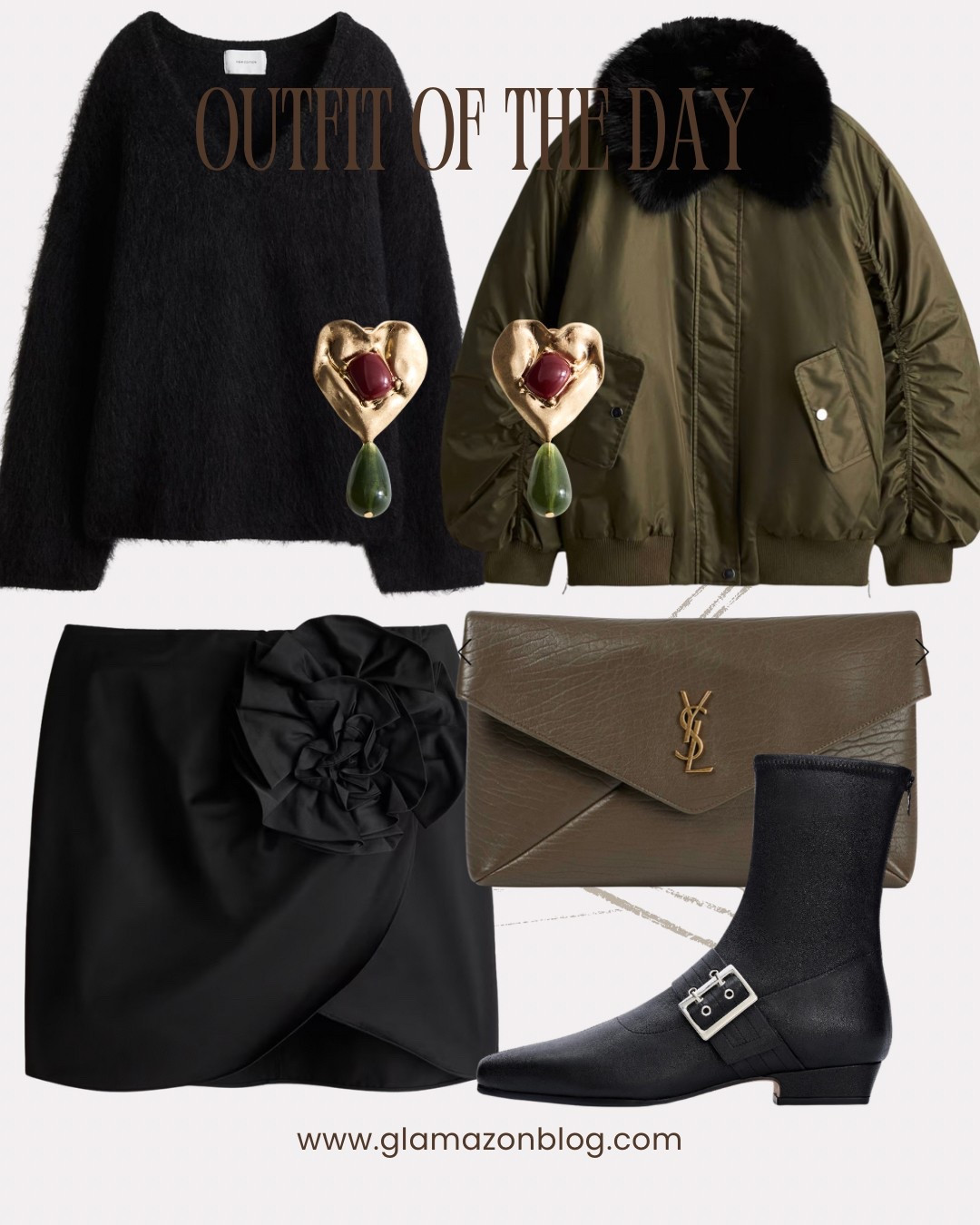 Bomber, ankle boots, elastic boots, leather boots, flower skirt, H&M skirt, green clutch, ysl clutch 

#LTKdatenight #LTKfestive #LTKwinter