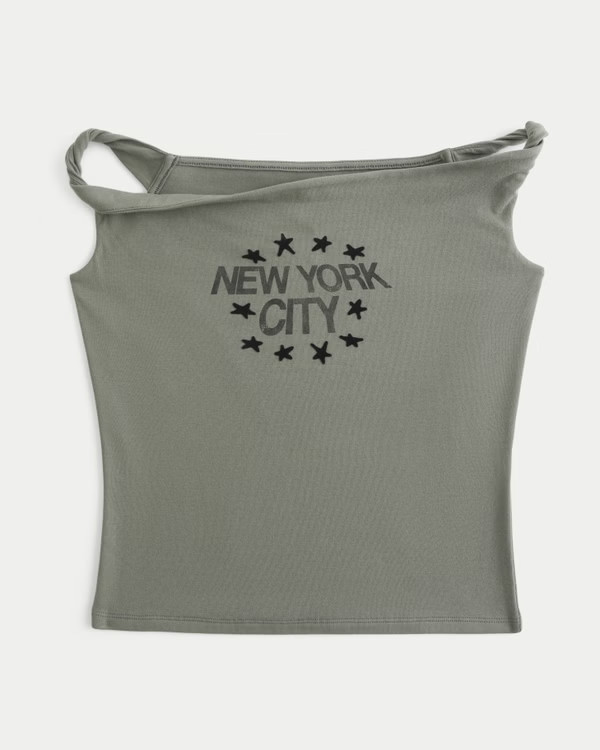 Twisted Off-the-Shoulder New York City Graphic Tee | Hollister (US)