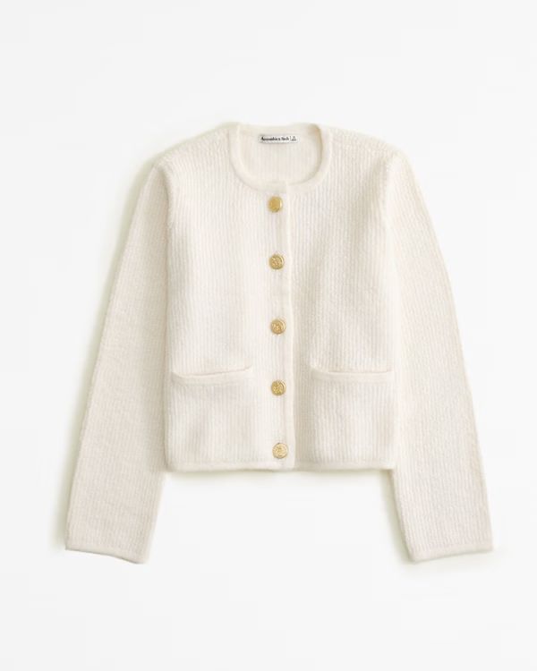 Collarless Sweater Cardigan | Abercrombie & Fitch (UK)