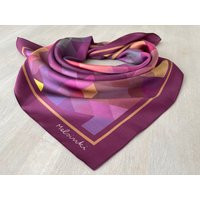 Purple Silk Scarf With Geometric Print, Birthday Gift Gift For Her | Etsy (US)