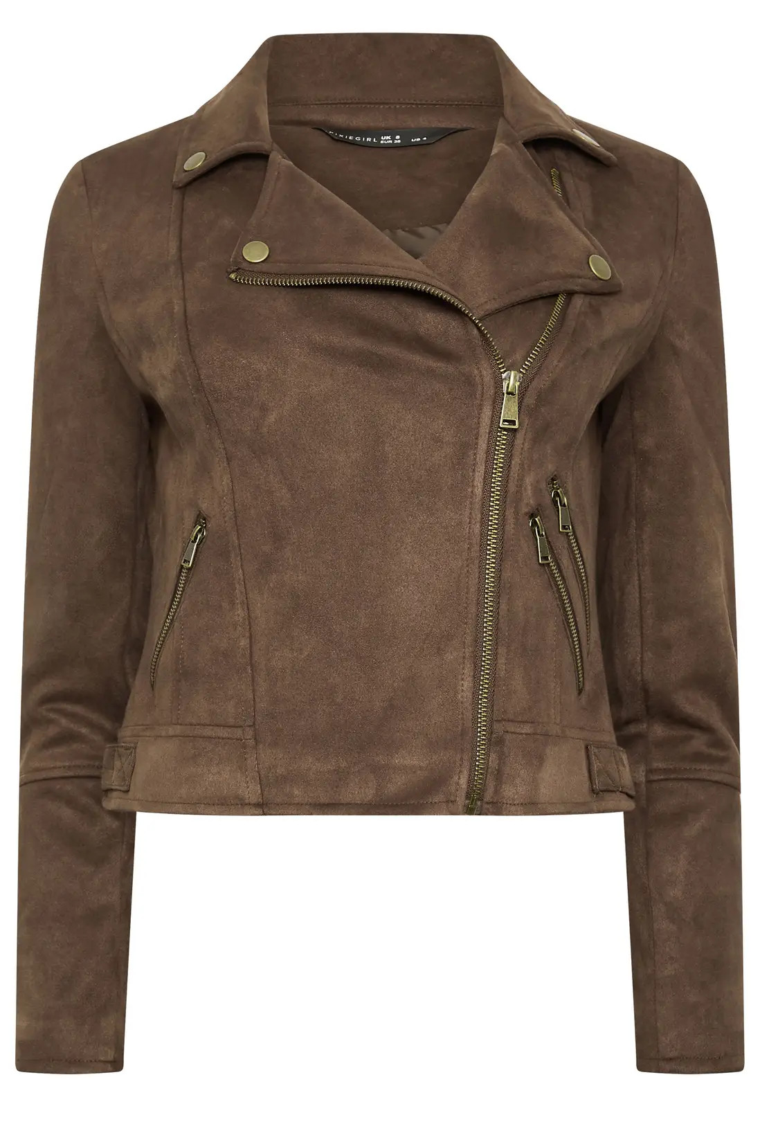 Brown PixieGirl Petite Faux Suede Biker Jacket | Boohoo | Boohoo.com (UK & IE)