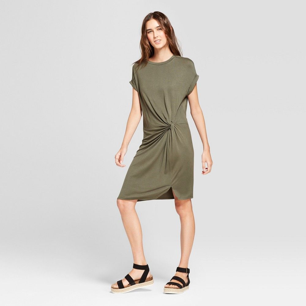 Women's Short Sleeve Sheath Dress - Alison Andrews Olive M, Green | Target
