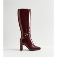 Women's Dark Burgundy Faux Leather Knee High Boots Vegan New Look | New Look (UK)