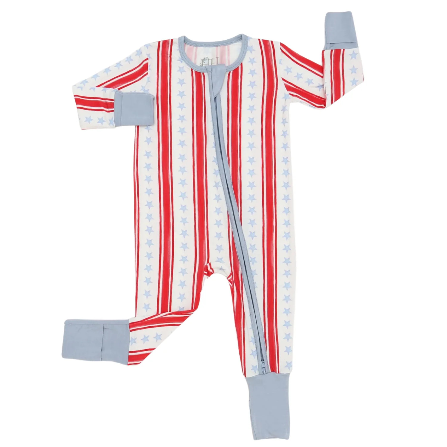 Boys Stars and Stripes Double Zipper Romper | Hamner Hill