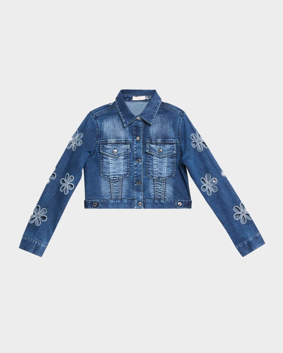 Ramy Brook Bravia Embellished Cutout Denim Jacket | Neiman Marcus