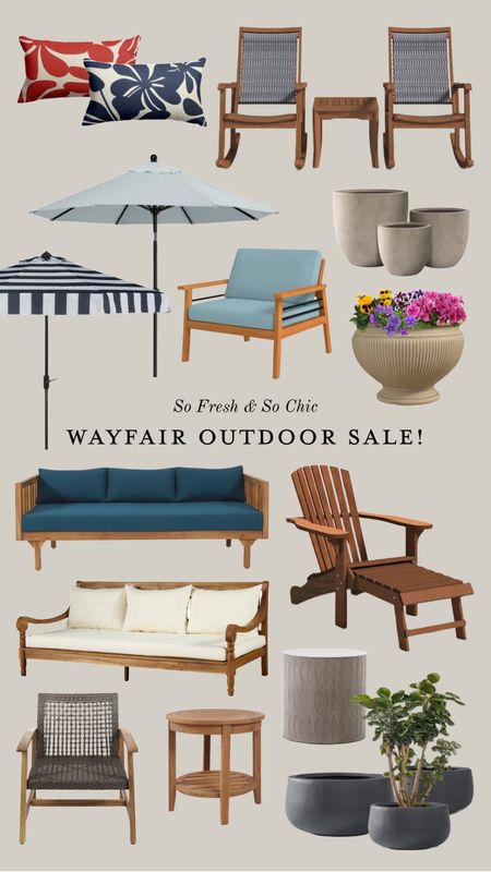 Wayfair outdoor furniture sale! #wayday 
- 
Striped patio umbrella 9’ - light grey patio umbrella- solid teak outdoor furniture - solid teak daybed with cushions - solid wood Adirondack chair - white outdoor sofa - blue cushion teak armchair - outdoor planter sets - outdoor side table wood - outdoor concrete side table - outdoor patio chair set - outdoor throw pillows - modern throw pillows outdoor - affordable outdoor furniture - birch lane - patio sets - patio daybed - outdoor furniture sale - outdoor rocking chair set 

#LTKsalealert #LTKhome