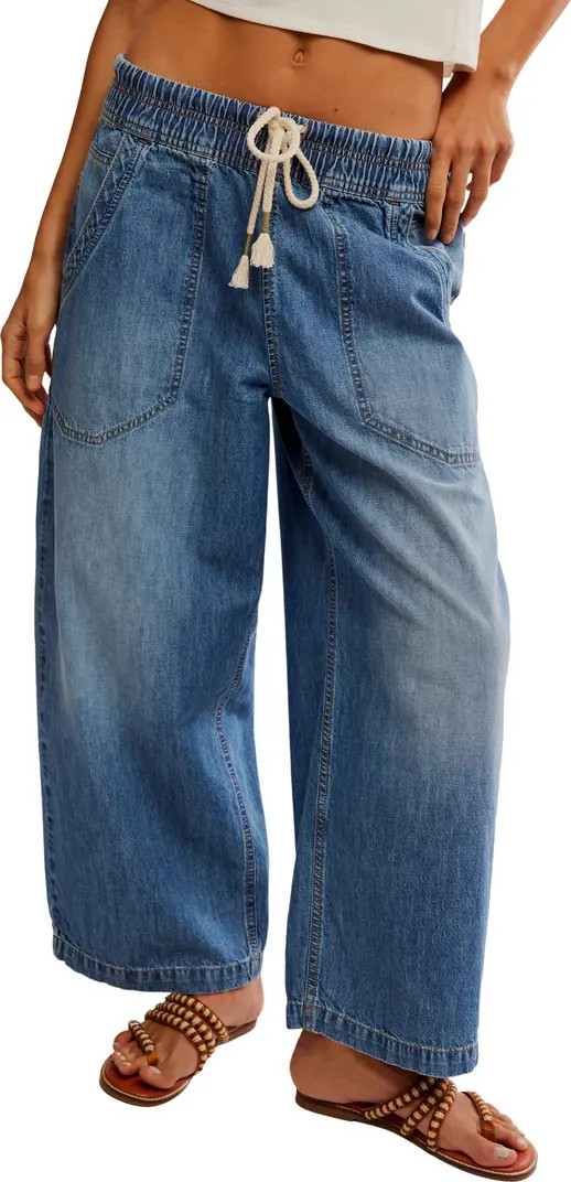 Free People Easy Peasy Wide Leg Denim Drawstring Pants | Nordstrom | Nordstrom