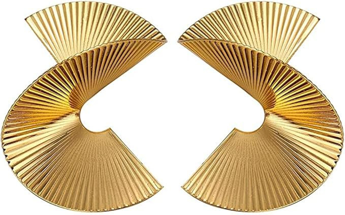 Bmadge Gold Geometric Earrings Exaggerated Statement Earrings Punk Stylish Sectored Twisted Earri... | Amazon (US)
