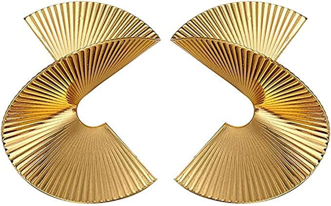 Bmadge Gold Geometric Earrings Exaggerated Statement Earrings Punk Stylish Sectored Twisted Earri... | Amazon (US)