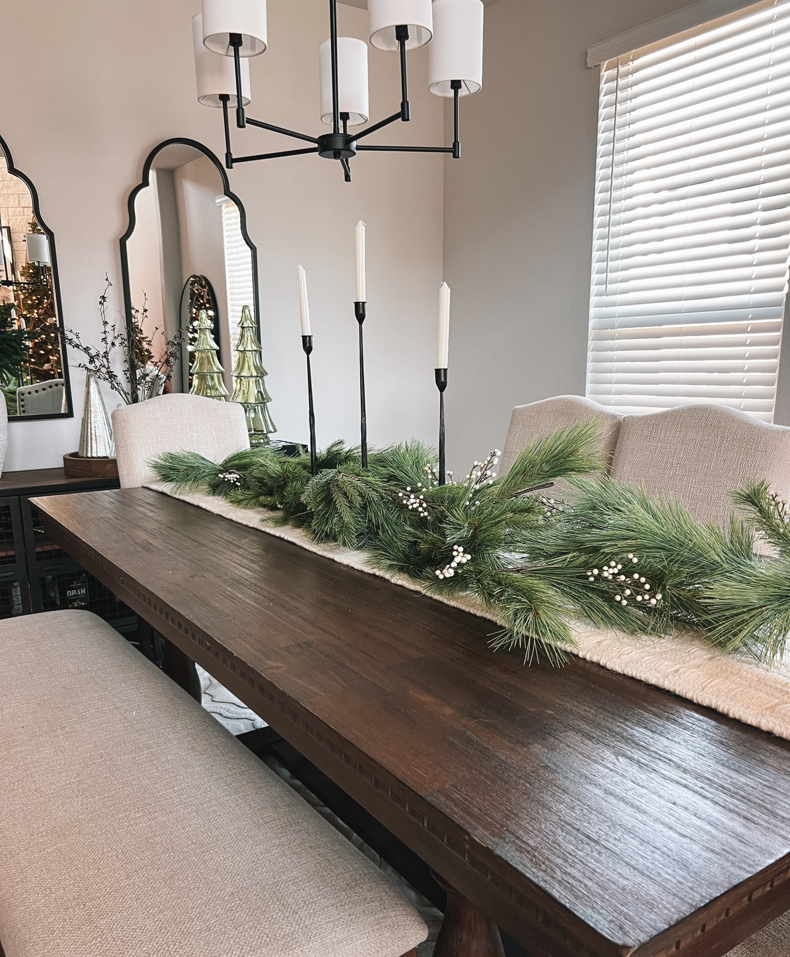 Snowberry garland on the dining room table! I have 3 of them layered together. Candlesticks are hobby lobby 

#LTKSeasonal #LTKHoliday