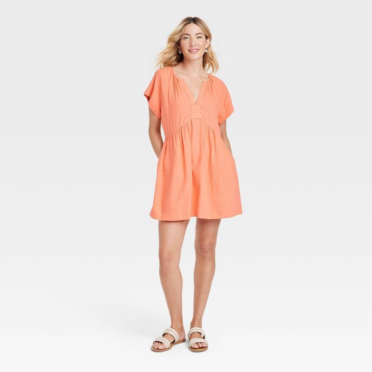 Women's Short Sleeve Linen Mini Shift Dress - Universal Thread™ | Target