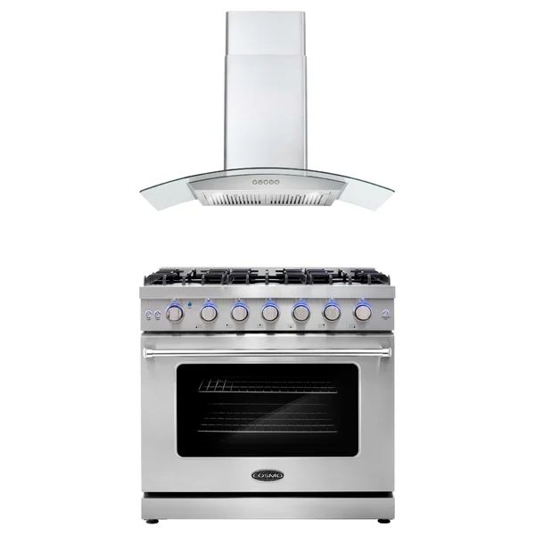 2 Piece Kitchen Package with 36" Freestanding Gas Range & 36" Wall Mount Range Hood | Wayfair North America