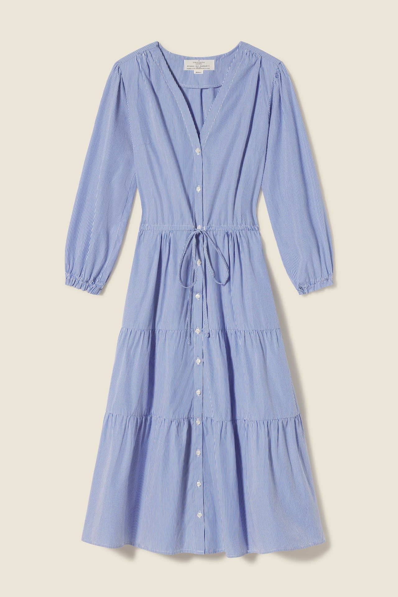 Ainsley "B" Dress Blue/White Stripe | TROVATA