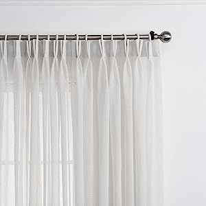 LANTIME Semi Sheer Curtains 96 inches Long, Faux Linen Pinch Pleated Window Sheer Curtains Panels... | Amazon (US)