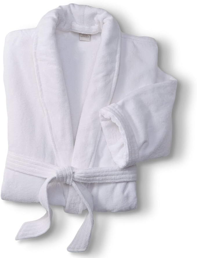 Marriott Terry Velour Robe - Luxury White Hotel Robe with Shawl Collar and Self-Tie Belt - White ... | Amazon (US)