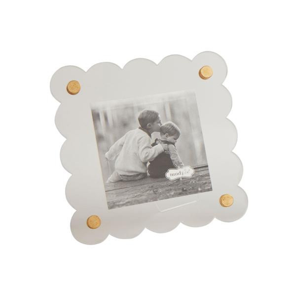 Mud Pie Square Scallop Acrylic Frame in No Color | Mud Pie