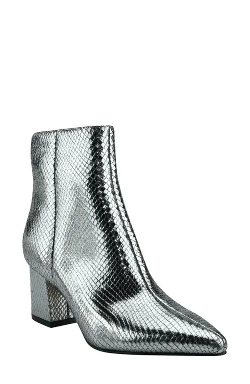 Marc Fisher LTD Jina Metallic Bootie in Silver 40 at Nordstrom, Size 6 | Nordstrom