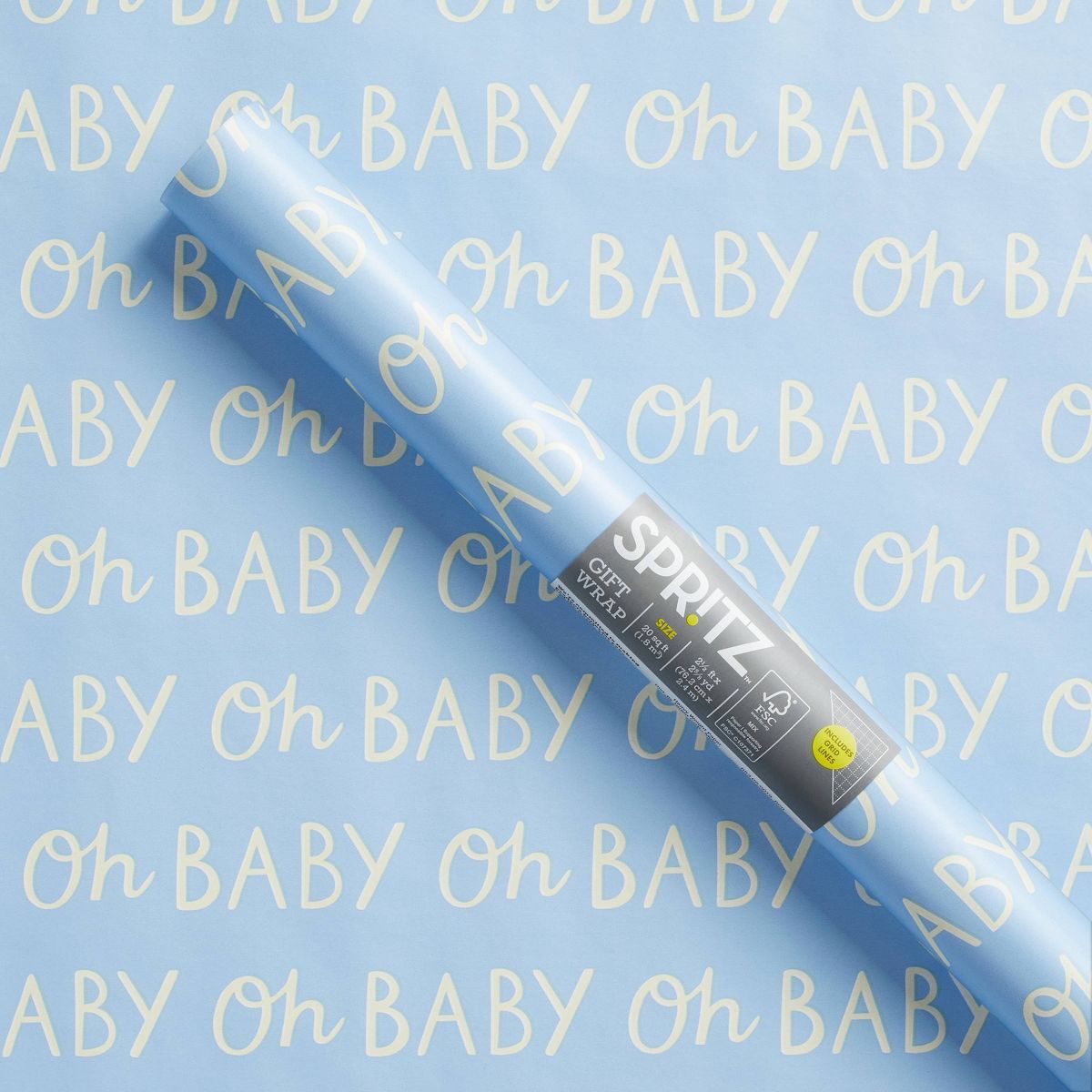 'Oh Baby' Gift Wrapping Paper Blue - Spritz™ | Target