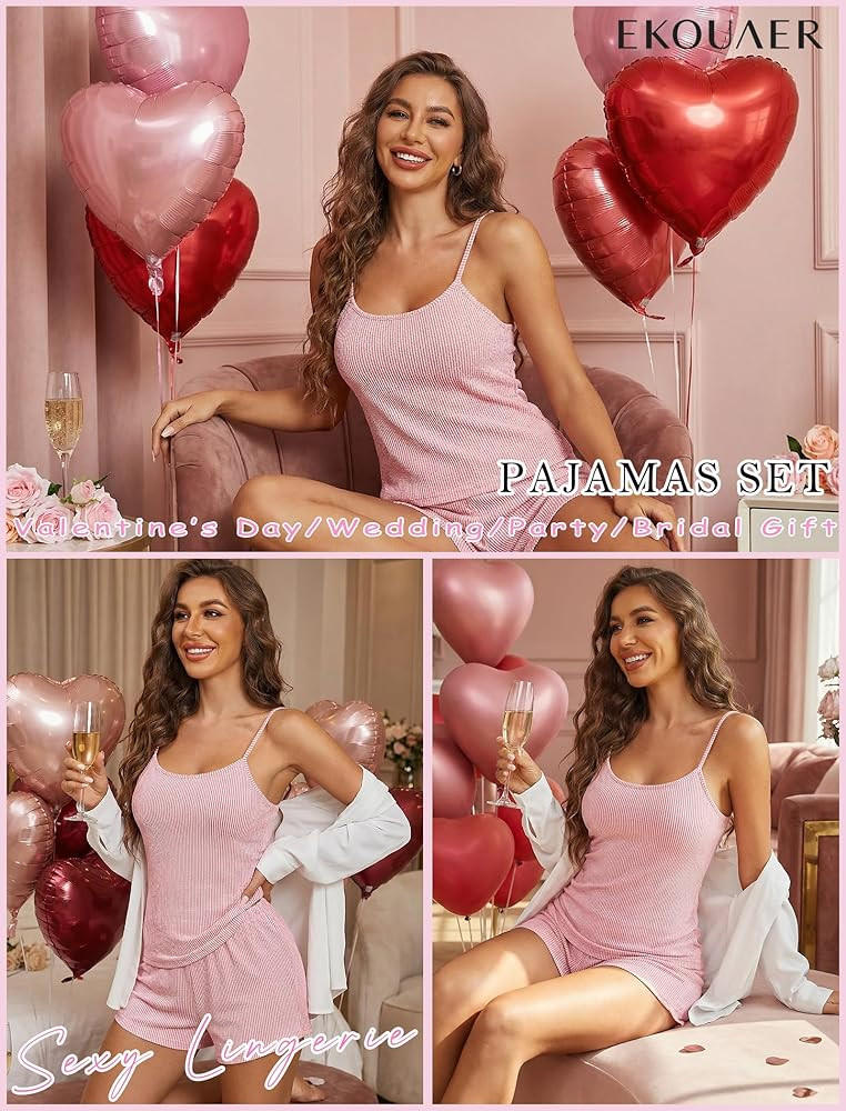 Ekouaer - Conjuntos de pijama para mujer, lencería, ropa de dormir suave, conjunto de 2 piezas, ... | Amazon (US)