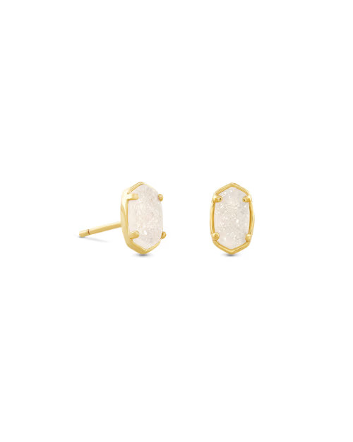 Emilie Gold Stud Earrings in Iridescent Drusy | Kendra Scott