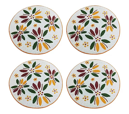 Temp-tations Set of 4 14" Beaded Placemats | QVC