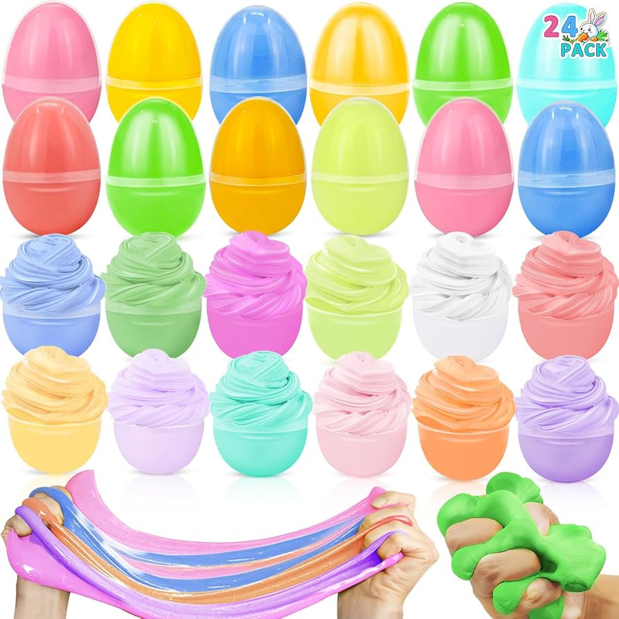 AMENON 24 Pack Easter Eggs Filled with Slime Toys Slime Kit No-Sticky, Stress Relief Squeeze Toys... | Amazon (US)