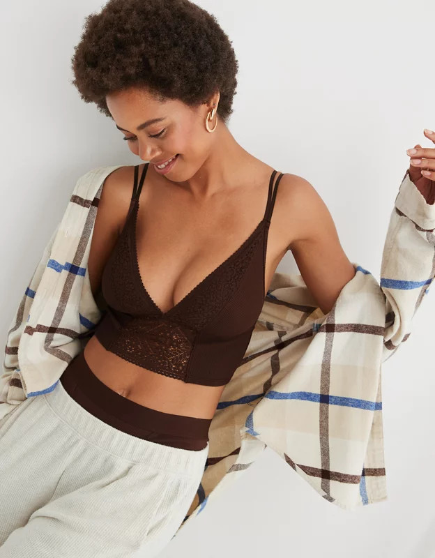 Superchill Cozy Lace Ribbed Bra Top | Aerie