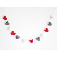 Heart Felt Garland - Red, Gray, White Hearts | Etsy (US)