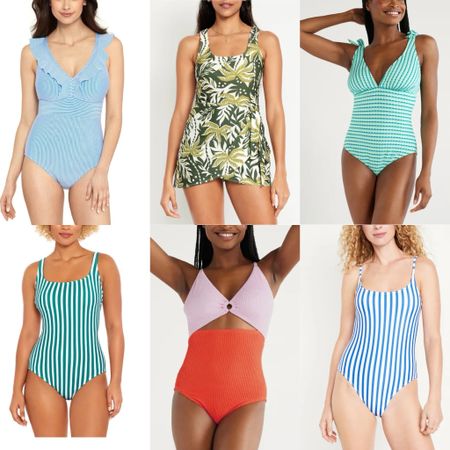 Affordable one piece swimwear 
Plus size available 
Spring Break
Vacation 
What to pack
Walmart finds
Target finds
Striped
Palm print
Color block
Green
Blue
White
Cute
Mom bathing suit 
Modest

#LTKfindsunder50 #LTKtravel #LTKSeasonal