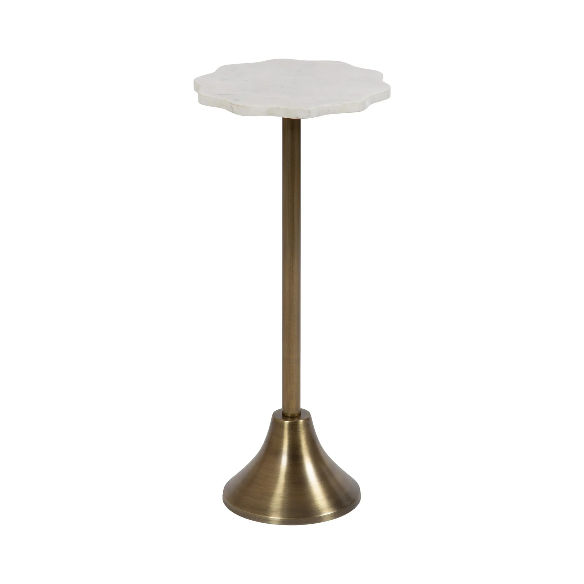 Kate and Laurel Sanzo Modern Pedestal Drink Table, 10 x 10 x 23, Antique Brass and White, Decorat... | Walmart (US)
