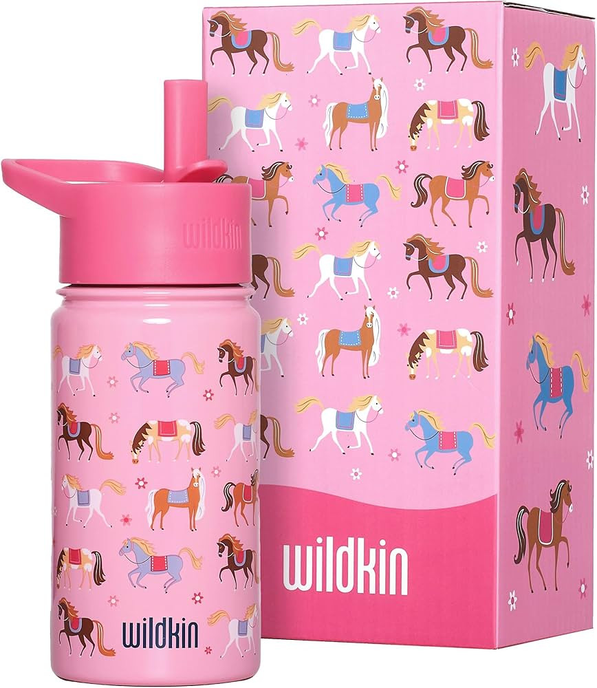 Wildkin Kids 14oz Stainless Steel Water Bottle – BPA-Free, Leakproof, Insulated, Easy-Clean - H... | Amazon (US)