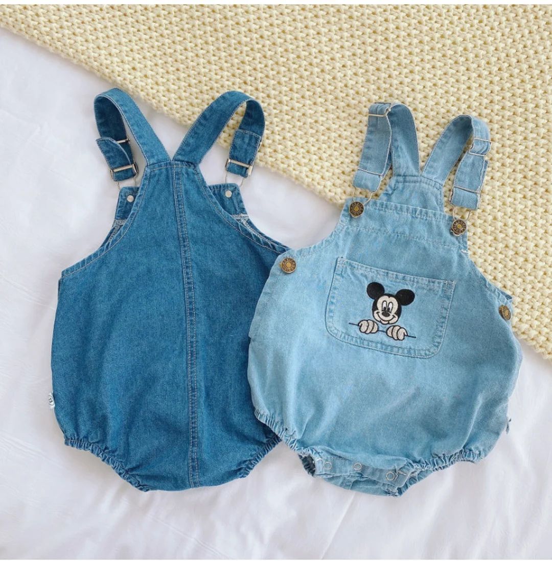 Vintage Disney Baby Mickey Mouse Romper Baby Overalls Shorts Denim | Jean | Etsy (US)