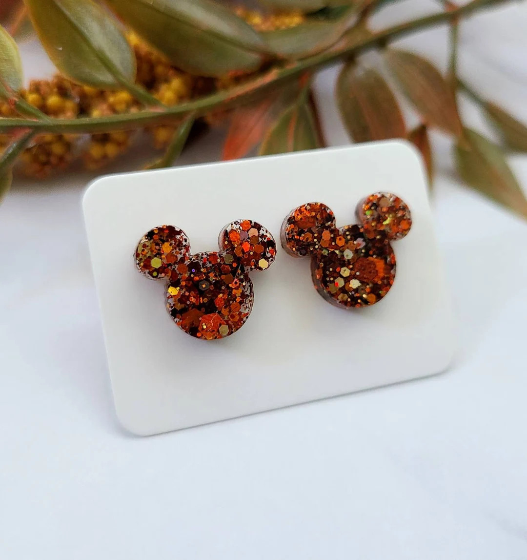 Pumpkin Spice Mickey Inspired Earrings / Mickey Inspired Stud - Etsy | Etsy (US)