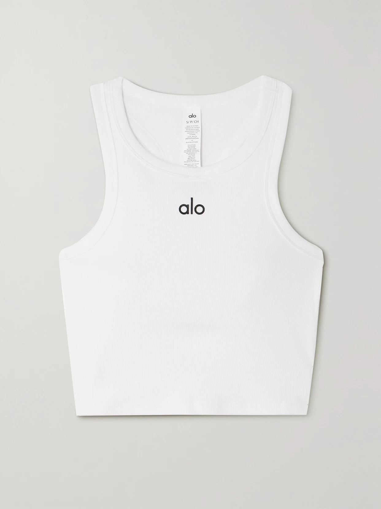 Alo Yoga - Aspire Cropped Ribbed Cotton-blend Jersey Tank - White | NET-A-PORTER (UK & EU)
