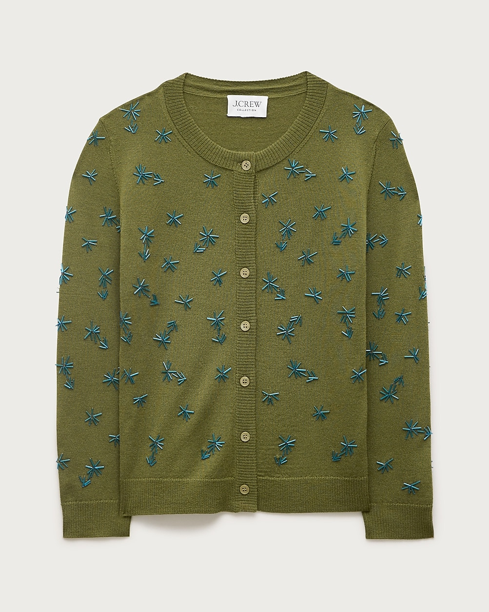 Collection crewneck cardigan in merino wool with embellishments | J. Crew US