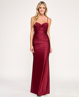 Juniors' Twist Front Tie Back Long Gown | Macy's