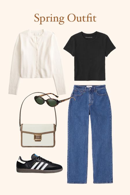 spring outfits, spring outfits 2024, spring outfits amazon, spring fashion, march outfit, casual spring outfits, spring outfit ideas, cute spring outfits, cute casual outfit, date night outfit, date night outfits, shoulder bag, vacation outfit, resort outfit, spring outfit, resort wear, kate spade bag, shoulder bag, clean girl aesthetic, abercrombie jeans, high waisted jeans, medium wash jeans, jeans women, jeans outfits, jeans for work, kate spade purse, black tee shirt, white cardigan, adidas sambas, abercrombie spring