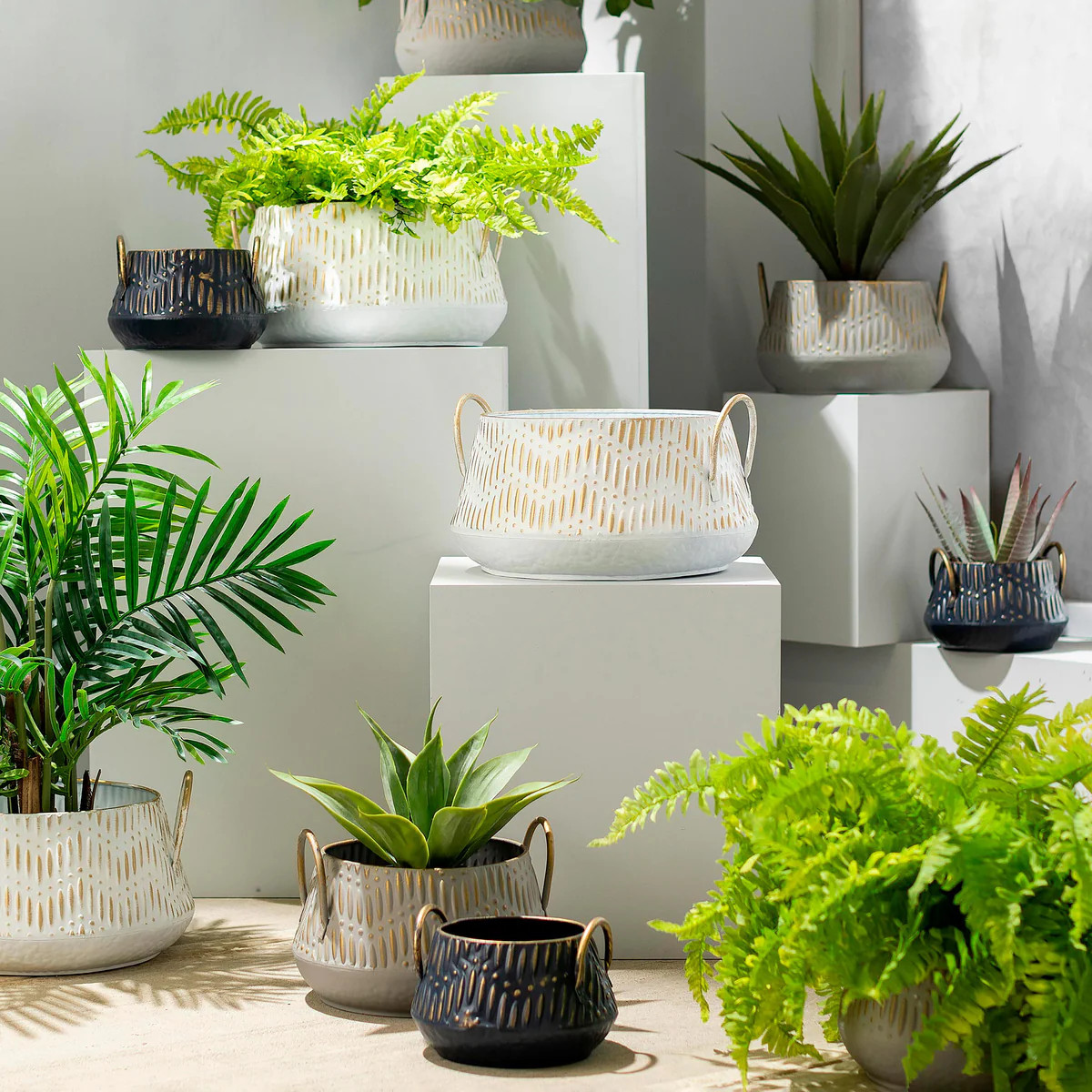 Nesting Multicolor Metal Planters, Set of 3 | Plow & Hearth