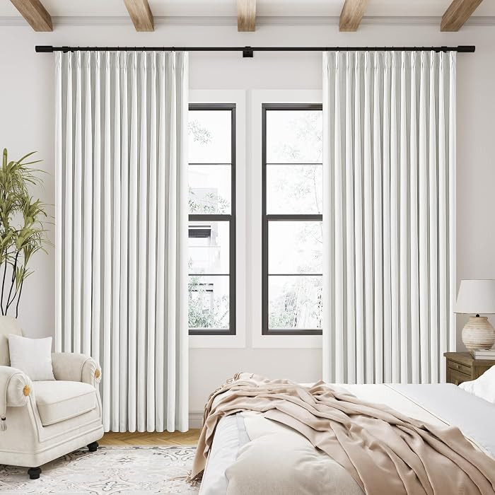 TWODRAPES 90 Inch Linen Blackout Curtains Pinch Pleated for Living Room Thermal Noise Reduction T... | Amazon (US)