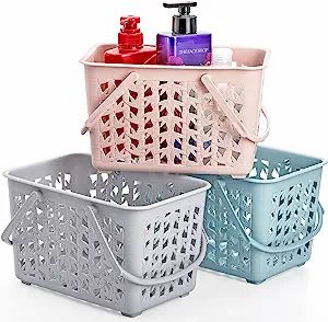 Elsjoy Set of 3 Plastic Shower Caddy Basket, Portable Shower Tote Storage Bin with Handles, Drain... | Amazon (US)