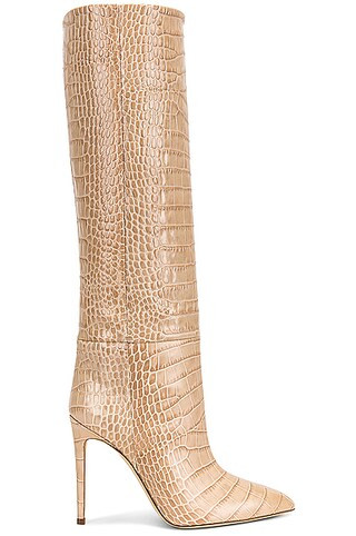 Paris Texas Embossed Croco 105 Stiletto Boot in Beige | FWRD 