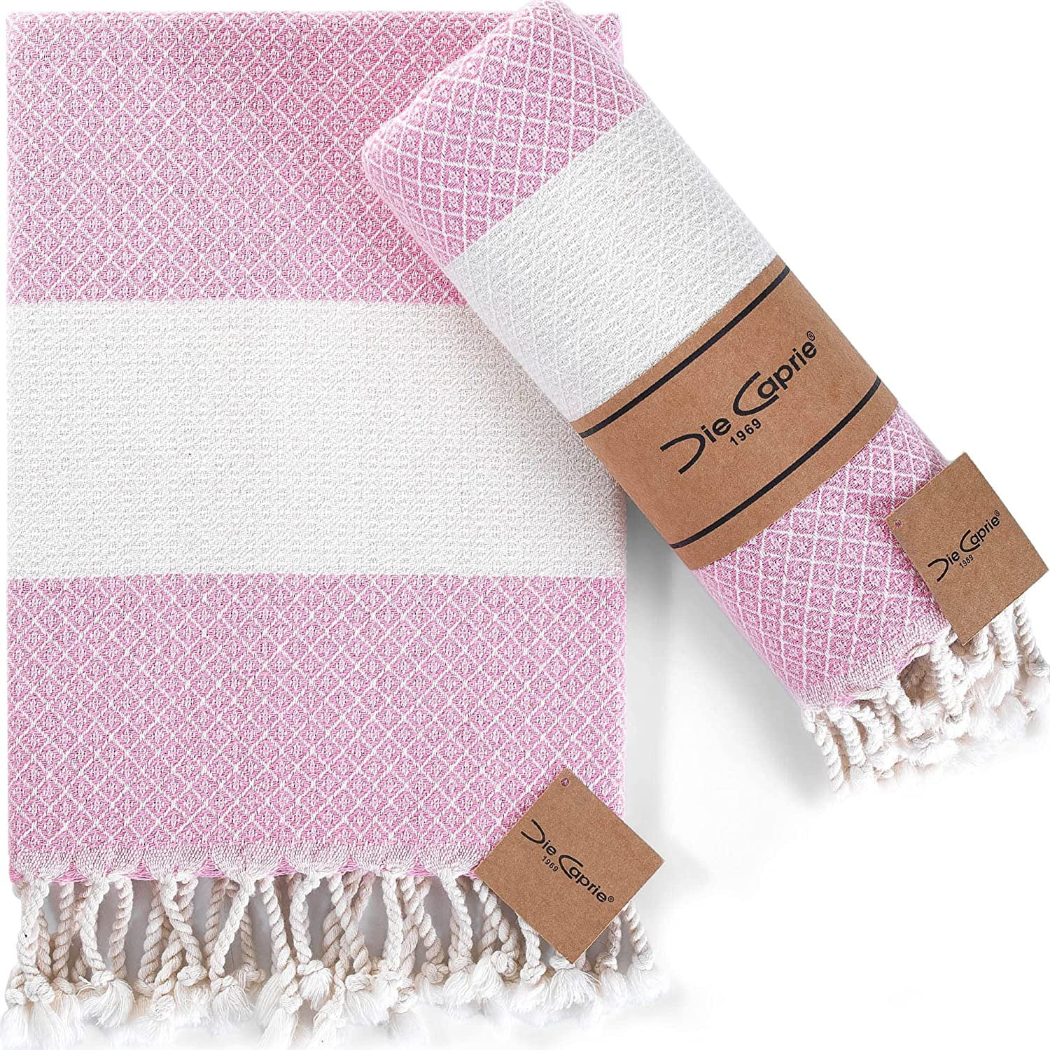 Die Caprie Turkish Hand Towels Set of 2 | 100% Cotton, 16 x 40 Inches | Decorative Bathroom Towel... | Walmart (US)